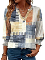V-neck 3/4 Sleeve Casual Blouse