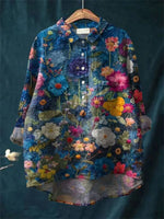 Women's Vintage Floral Print Casual Long Sleeve Shirt