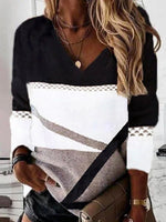Multi Casual V Neck Stripe Long Sleeve Sweatshirts