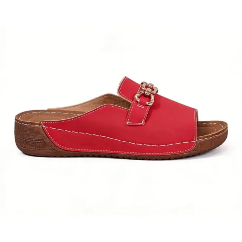 Women's Metal-Buckle Wedge Mules