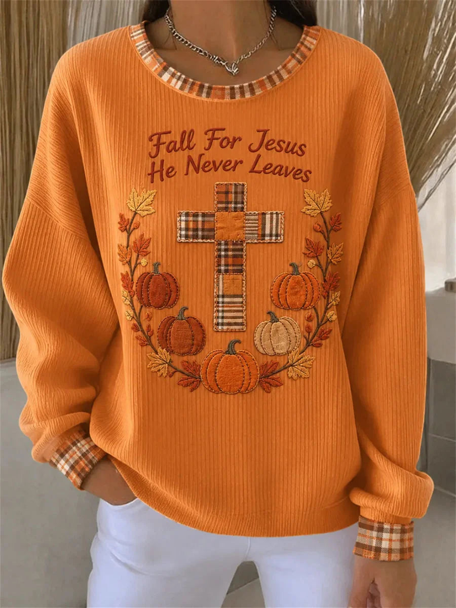 Casual Plaid Crew Neck Long Sleeve Sweatshirt