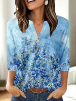 Fresh Blue 3/4 Sleeve Top