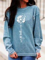 Blue Casual Round Neck Long Sleeve Sweatshirts