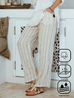 Khaki Striped Pocket Stitching Casual Pants