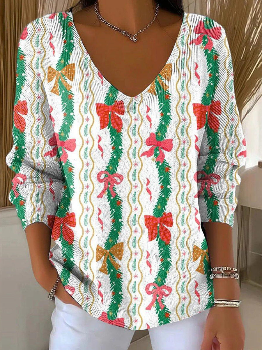Groovy V-Neck Long Sleeve Sweater