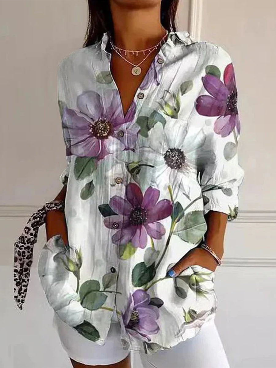 Vintage Floral Print Blouse