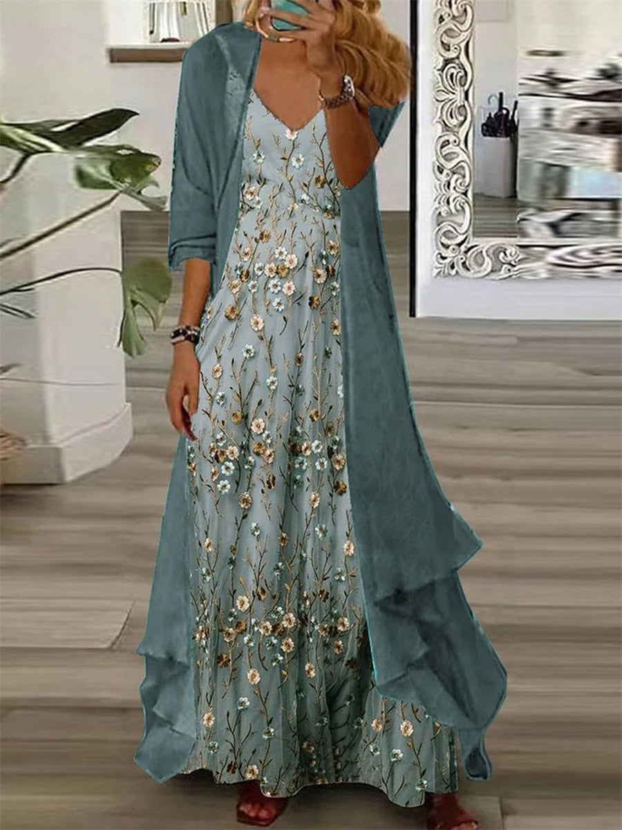 maxi dress with long cardigan Cozy Meets Romantic: Long Cardigan Over Floral Maxi Dress Meagan's Moda