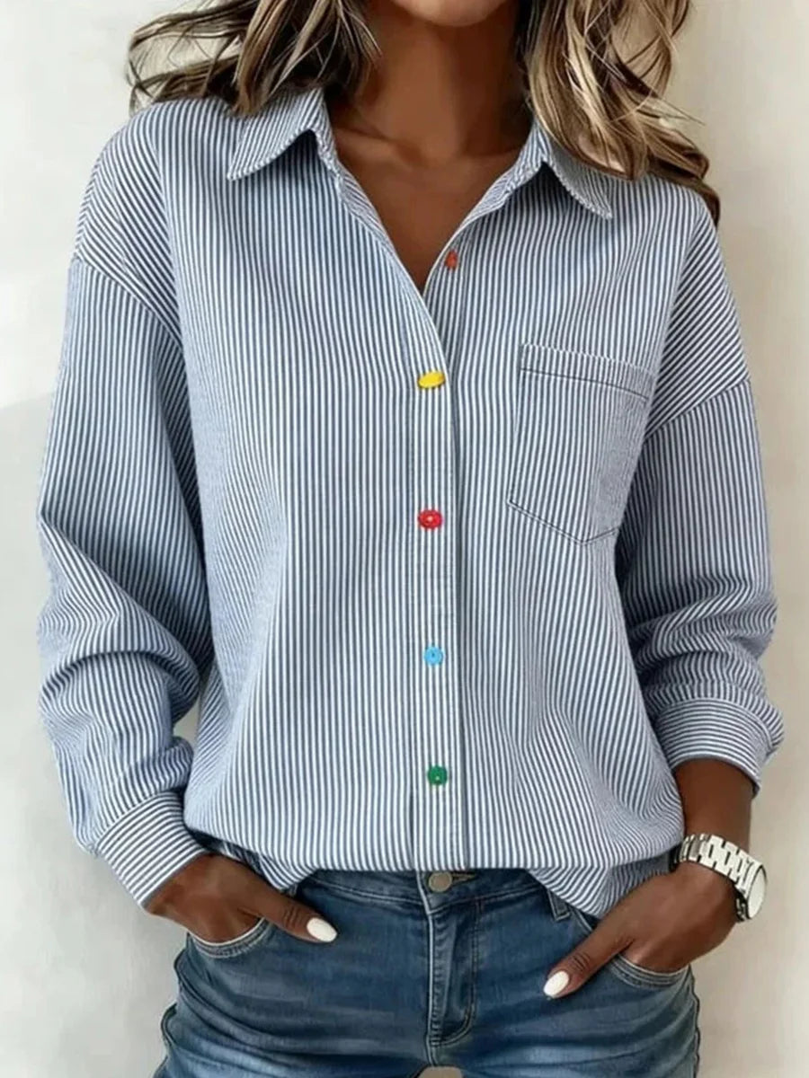 Casual Striped Long Sleeve Blouse