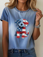 Groovy Blue Round Neck Short Sleeve Top