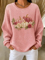 Casual Floral Crew Neck Long Sleeve Sweatshirt