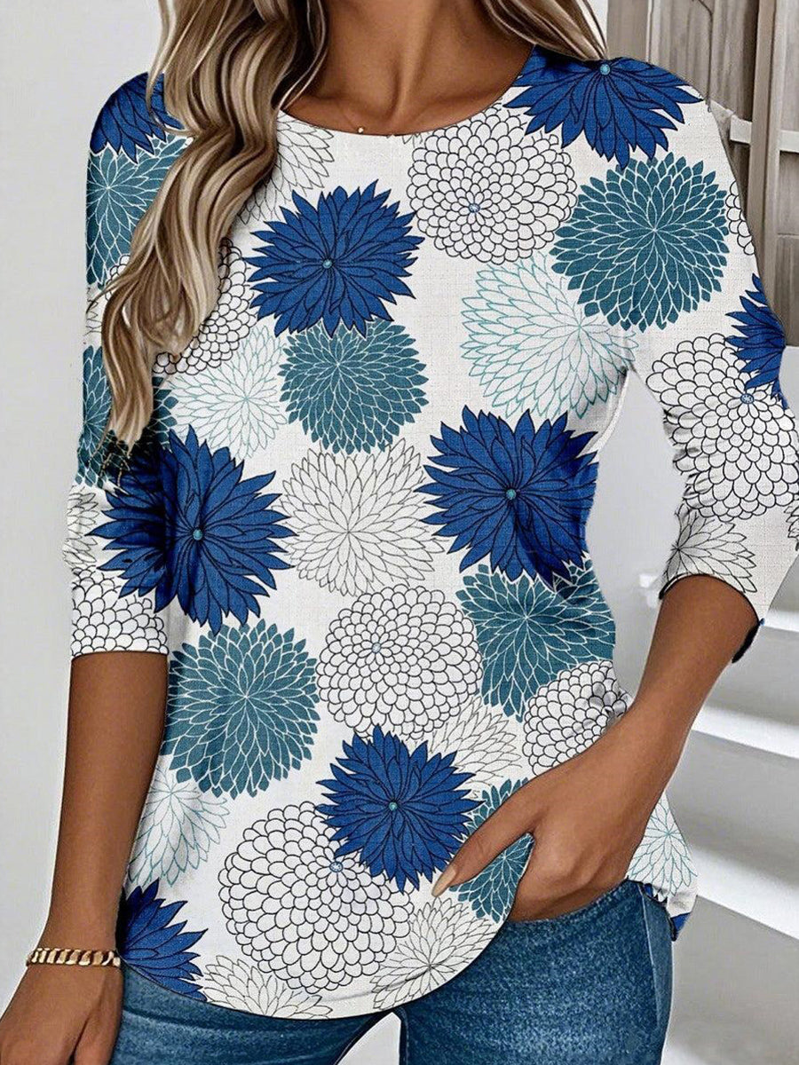 Chic Round Neck Long Sleeve Top