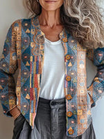 Elegant Round Neck Long Sleeve Cardigan