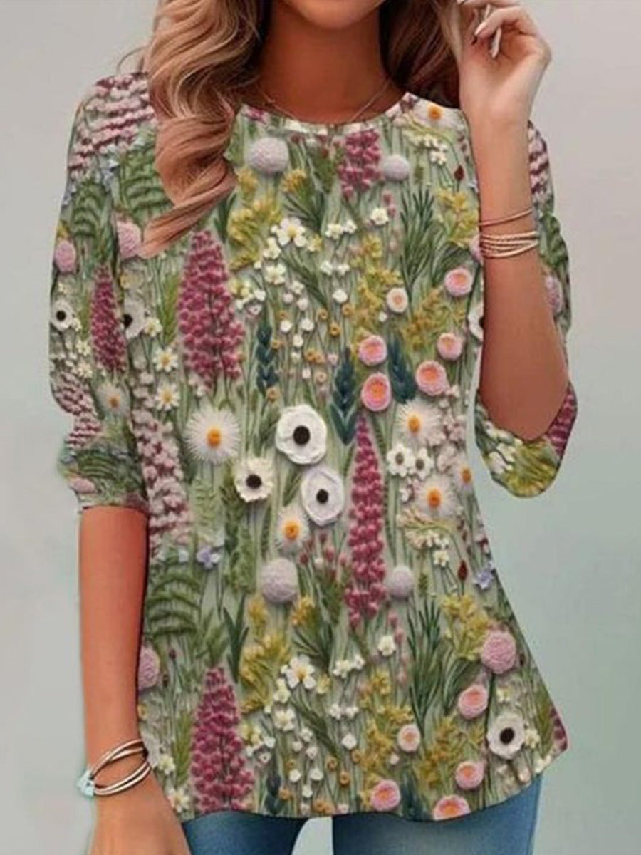 Vintage Floral Print T-Shirt