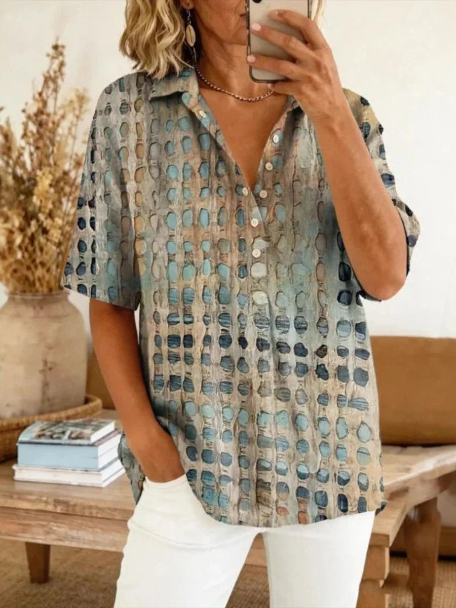 Vintage Casual Short Sleeve Blouse