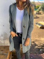Solid Color PocketsHooded Knitted Jacket