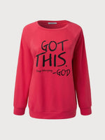 Crew Neck Long Sleeve Cotton Letter Print Sweatshirt