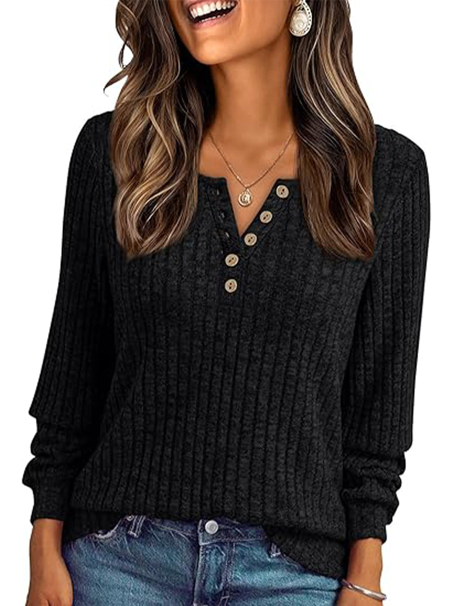 Casual Lightweight Long Sleeve Plain Sweater