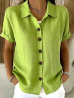 Casual Solid Colour Short Sleeve Blouse