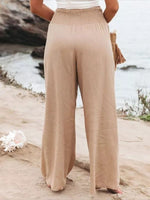 Khaki Solid Casual Wide Leg Loose Pants