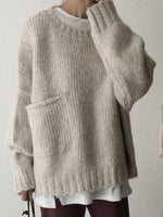 Oversized Ivory Pocket Front Sweater