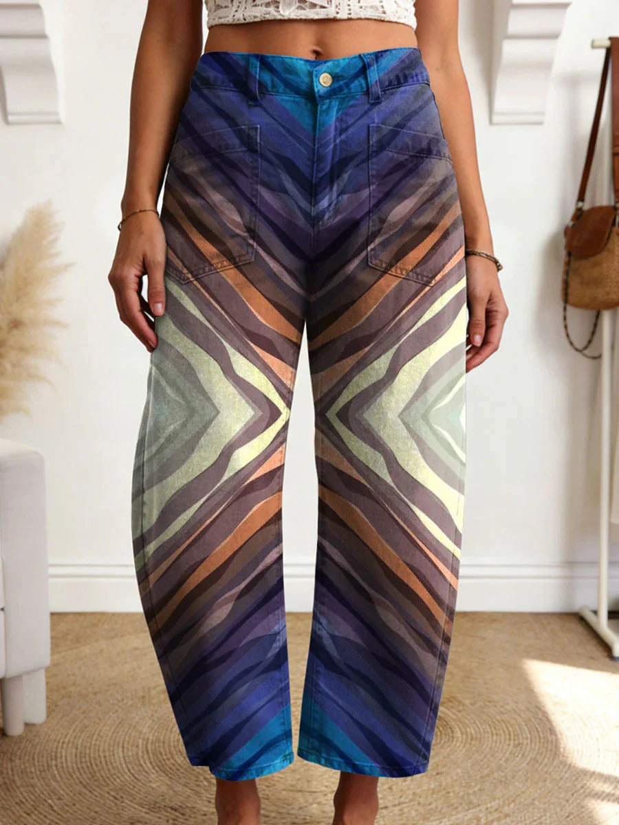 Women's Geometry Color Gradient Art Print Casual Trousers With Pockets