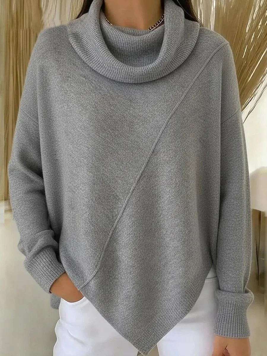 Baggy Grey Plain Long Sleeve Sweater