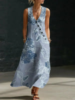 Women's Floral Pattern Art Print Casual Sleeveless Dress