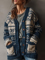 Trendy Blue Long Sleeve Cardigan