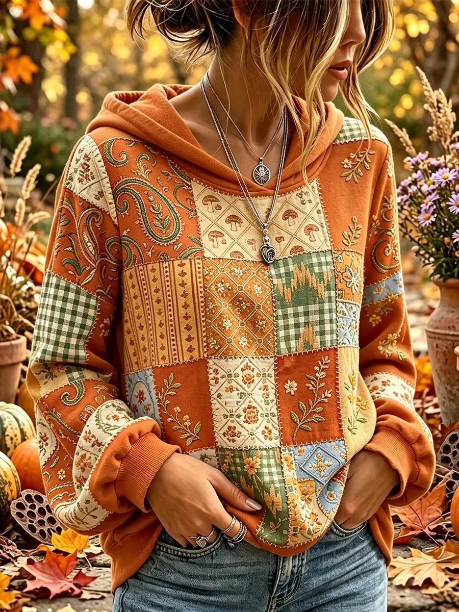 Casual Floral Long Sleeve Hoodie