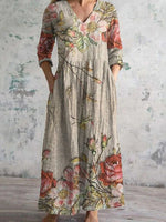 Vintage Floral Print Dress