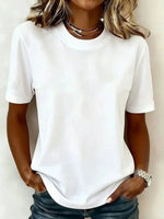 Casual Solid Colour Round Neck Short Sleeve T-Shirt