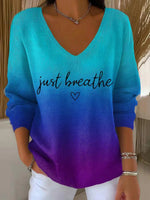 Blue Long Sleeve V-Neck Sweater