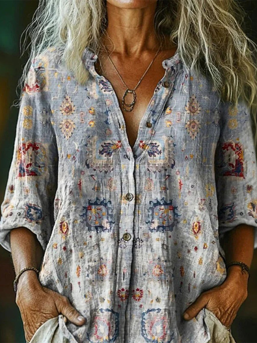Vintage Casual Long Sleeve Blouse