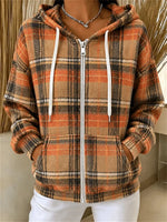 Vintage Plaid Long Sleeve Hoodie Jacket