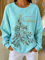 Casual Christmas Tree Crew Neck Long Sleeve Sweatshirt