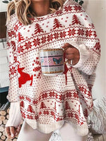 Casual Graphic Tops Round Neck Elk Printed Long Sleeve Xmas Sweatshirt