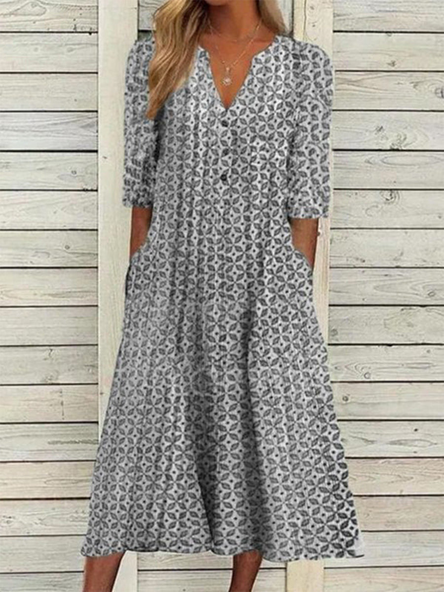 Vacation Cotton Half Sleeve Midi Dress