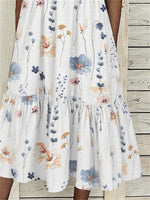 Women Sleeveless Lapel Floral Printed Graphic Button Pockets Maxi Dress