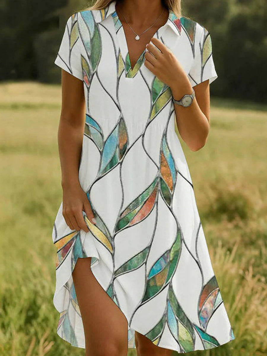 Casual Vintage Short Sleeve Dress