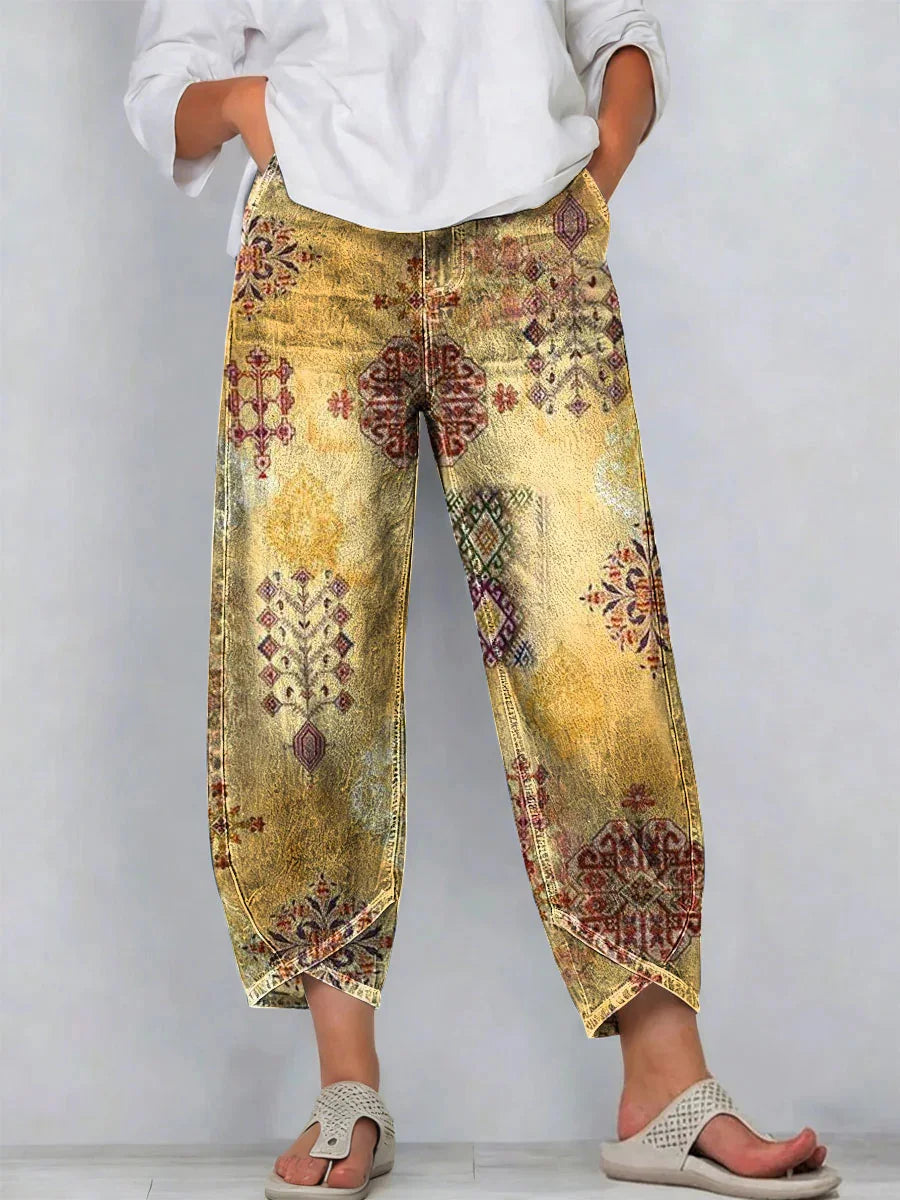 Women's Vintage Floral Printed Casual Pants