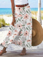 Women's Floral Printed Graphic Straight Fashion Split Button Maxi High Waist Skirt