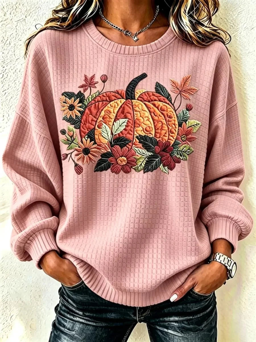 Casual Floral Crew Neck Long Sleeve Sweatshirt