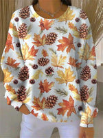 Casual Crew Neck Long Sleeve Plants Sweatshirt
