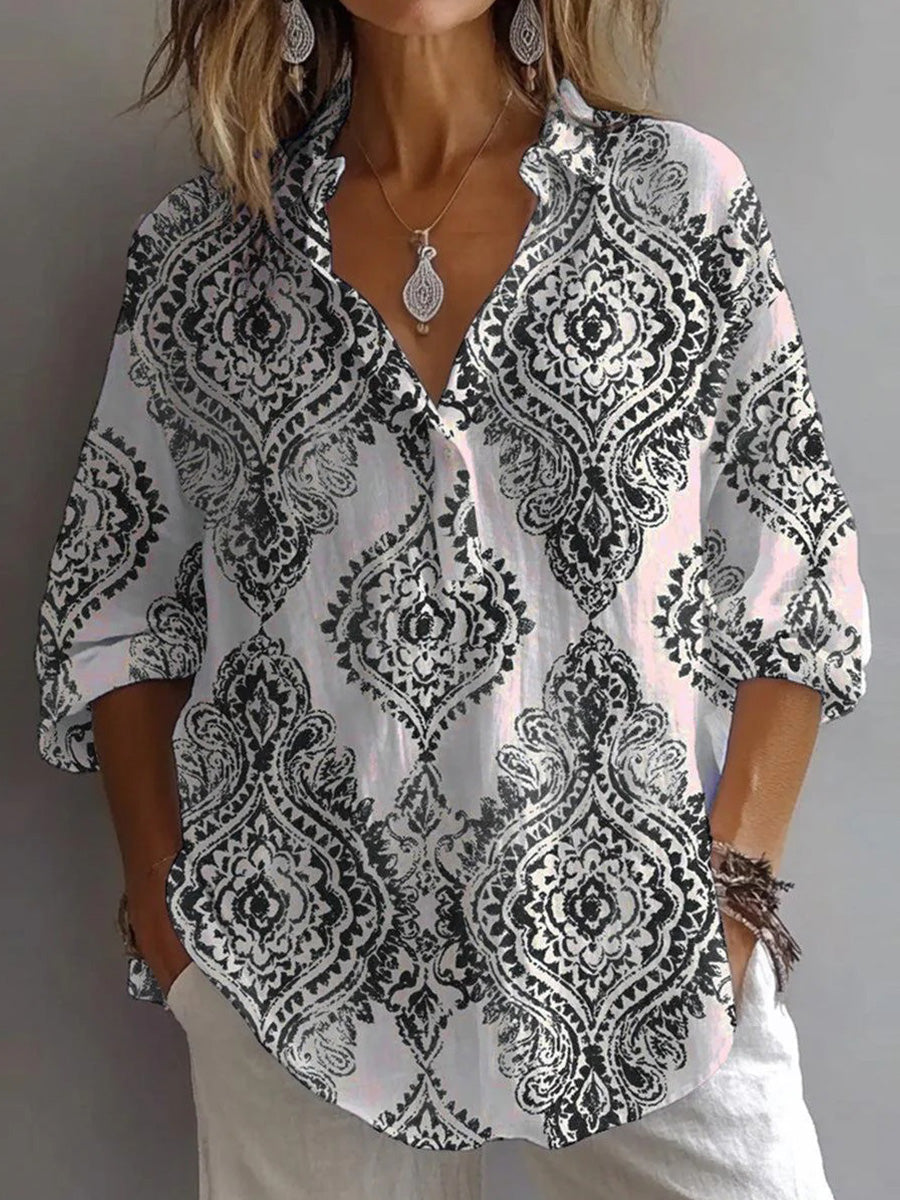 Distinctive Long Sleeve Collared Top
