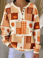 Casual Plaid Henley Collar Long Sleeve Sweatshirt