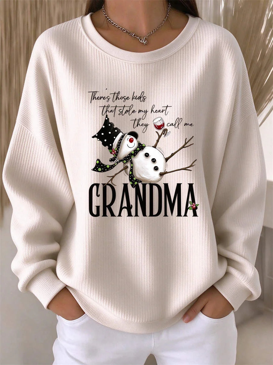 Casual Text Letters Crew Neck Long Sleeve Sweatshirt