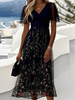 Popular V-Neck Short Sleeve Midi Dress