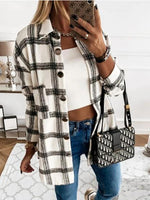 Black Casual Collar Plaid Long Sleeve Blouse