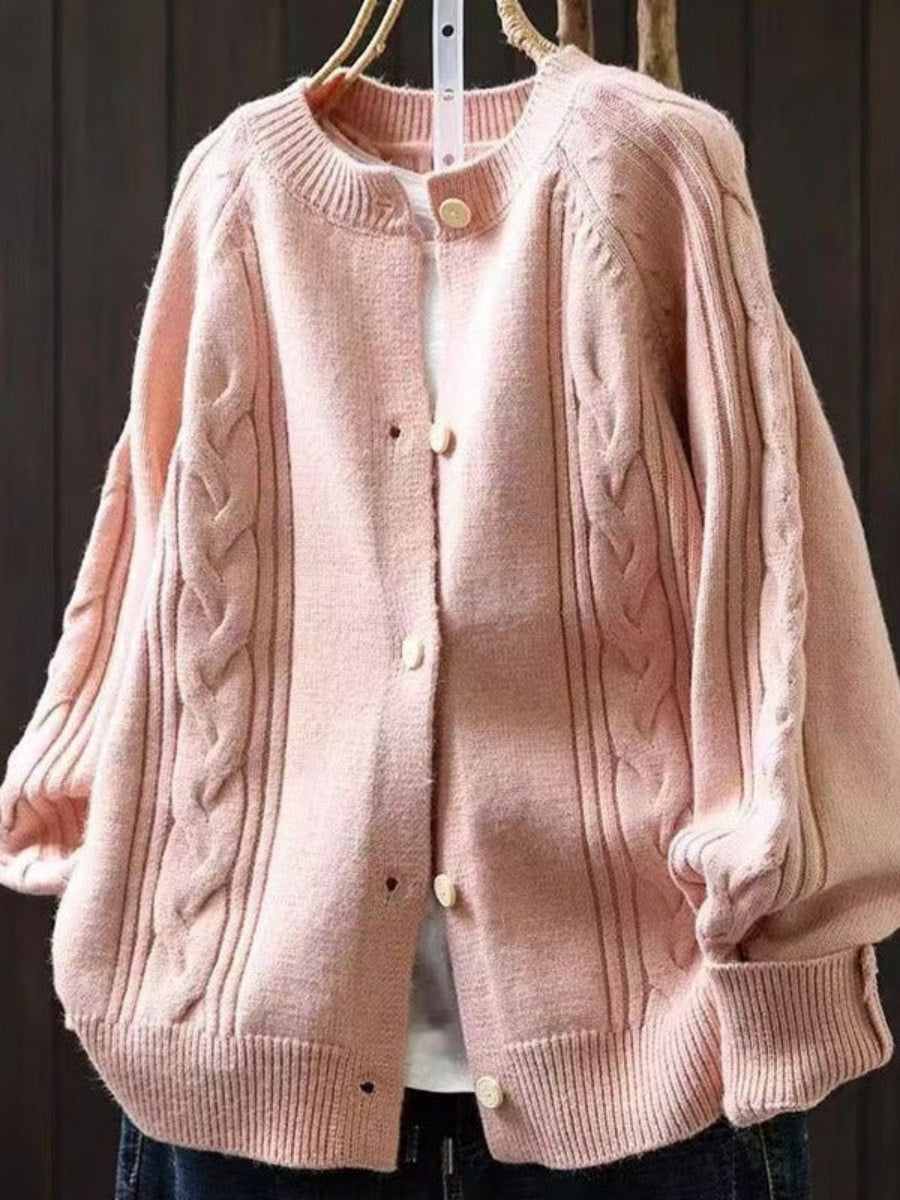 Plain Knitting Casual Loose Cardigan