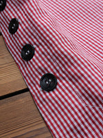 Casual Plaid Print Side Buttons Irregular Long Sleeve Blouse